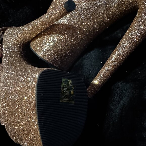 Pleaser Rose Gold Glitter Platforms Size 9 - Picture 6 of 6